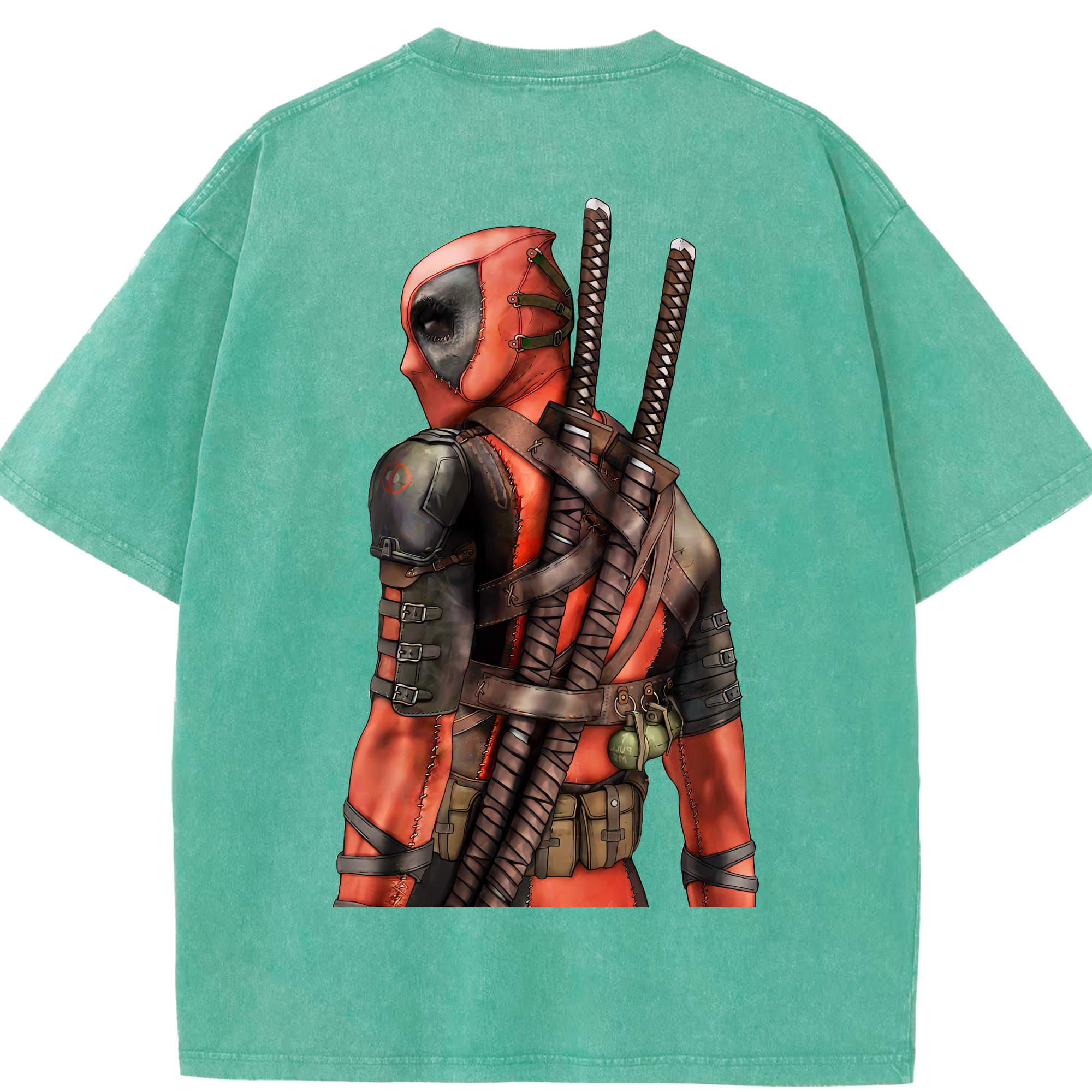 （画像用） Deadpool デッドプール 綿100% ヴィンテージ風 半袖Tシャツ（背面プリント）